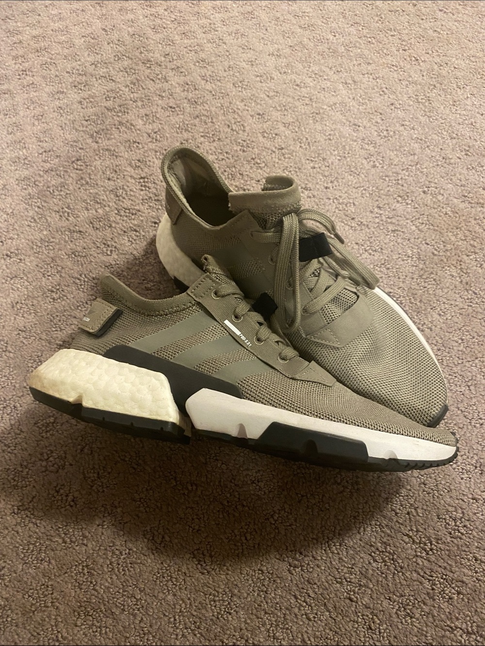 adidas POD S3.1 Olive Green Knit Sneakers with White Midsole